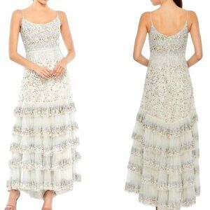 Mac Duggal 10883 Sequin Tiered Tulle Gown Scoop Neck Size 14 NWT